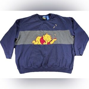 Vintage Disney Winnie the Pooh Sweatshirt Women's 3XL Blue 100 Acre Collection